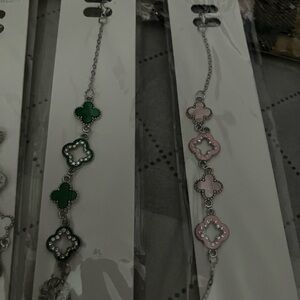 Fashion Jewelry Silver and Pink Clover Bracelet